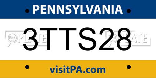 3TTS28 Pennsylvania License Plate