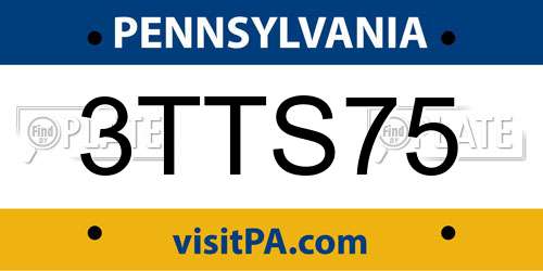 3TTS75 Pennsylvania License Plate