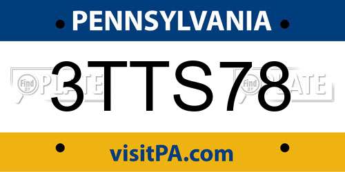 3TTS78 Pennsylvania License Plate
