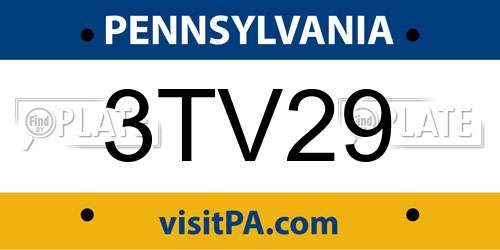 3TV29 Pennsylvania License Plate