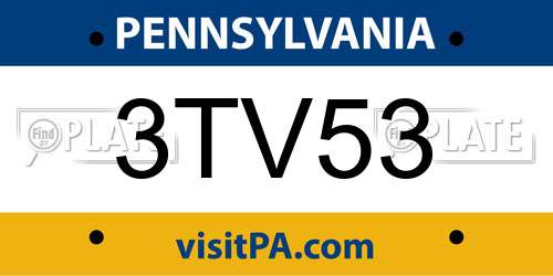3TV53 Pennsylvania License Plate