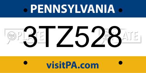 3TZ528 Pennsylvania License Plate