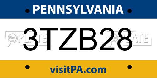 3TZB28 Pennsylvania License Plate