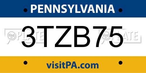 3TZB75 Pennsylvania License Plate