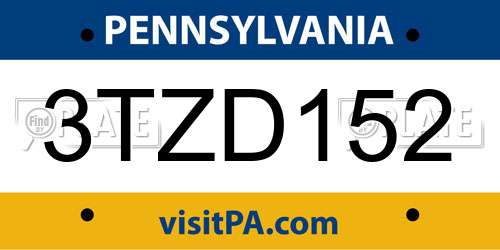 3TZD152 Pennsylvania License Plate