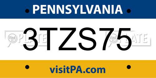 3TZS75 Pennsylvania License Plate