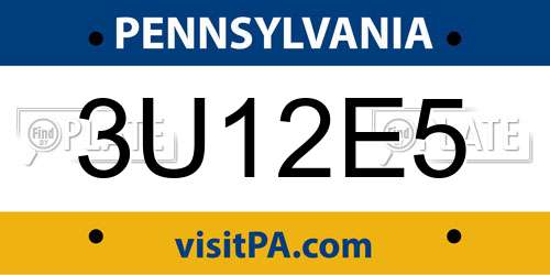 3U12E5 Pennsylvania License Plate