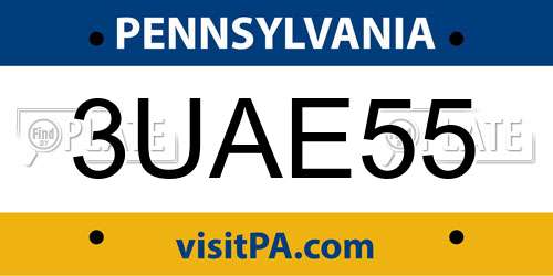 3UAE55 Pennsylvania License Plate
