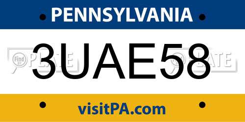 3UAE58 Pennsylvania License Plate