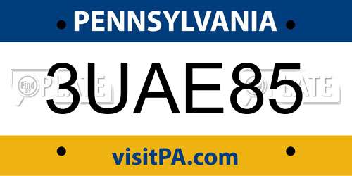 3UAE85 Pennsylvania License Plate