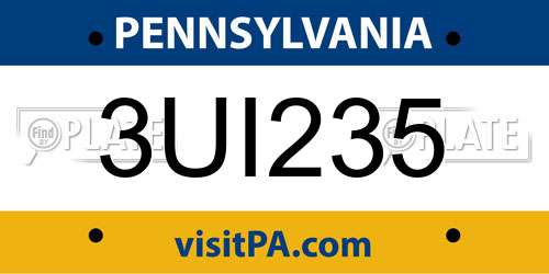 3UI235 Pennsylvania License Plate