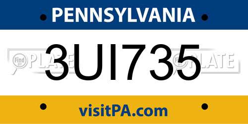 3UI735 Pennsylvania License Plate