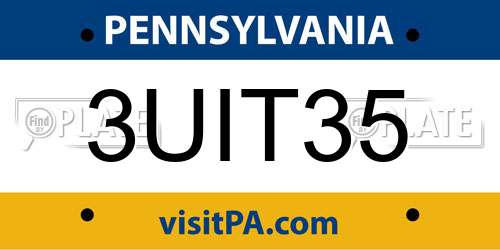 3UIT35 Pennsylvania License Plate