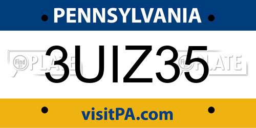 3UIZ35 Pennsylvania License Plate