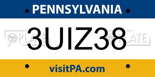 3UIZ38 Pennsylvania License Plate
