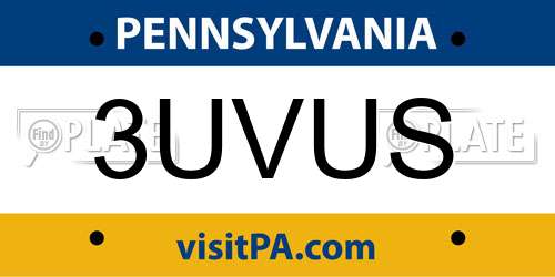3UVUS Pennsylvania License Plate