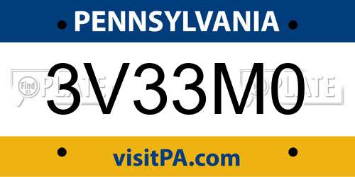 3V33M0 Pennsylvania License Plate