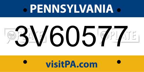 3V60577 Pennsylvania License Plate
