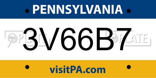 3V66B7 Pennsylvania License Plate