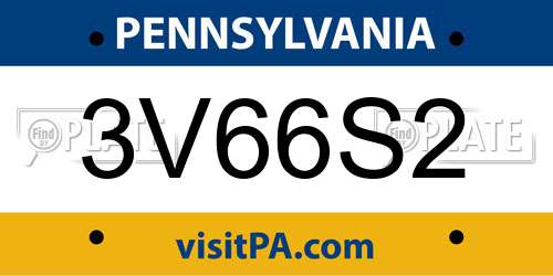 3V66S2 Pennsylvania License Plate