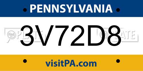 3V72D8 Pennsylvania License Plate