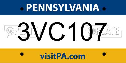 3VC107 Pennsylvania License Plate
