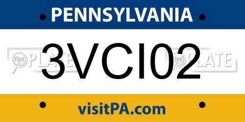 3VCI02 Pennsylvania License Plate