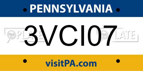 3VCI07 Pennsylvania License Plate