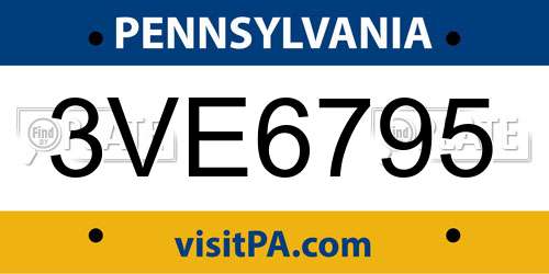 3VE6795 Pennsylvania License Plate