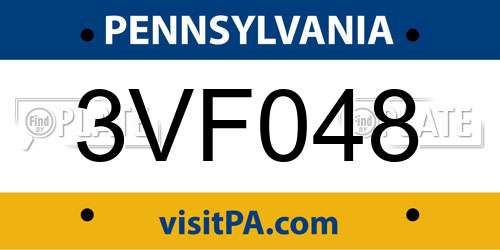 3VF048 Pennsylvania License Plate