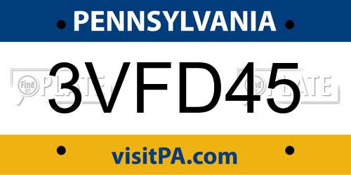 3VFD45 Pennsylvania License Plate
