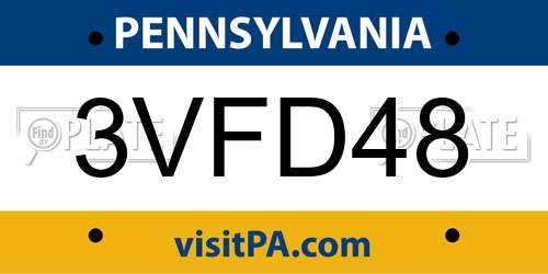 3VFD48 Pennsylvania License Plate