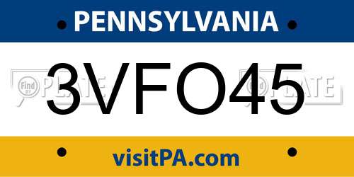 3VFO45 Pennsylvania License Plate
