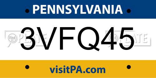 3VFQ45 Pennsylvania License Plate