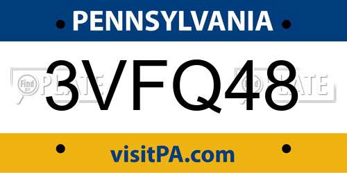 3VFQ48 Pennsylvania License Plate