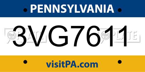 3VG7611 Pennsylvania License Plate