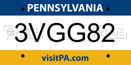 3VGG82 Pennsylvania License Plate