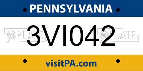 3VI042 Pennsylvania License Plate