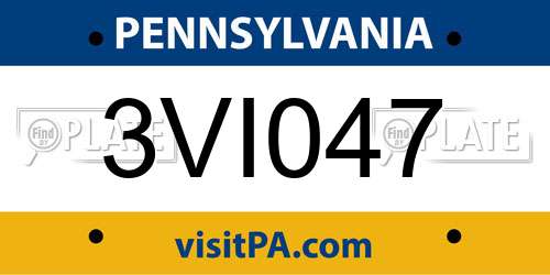 3VI047 Pennsylvania License Plate