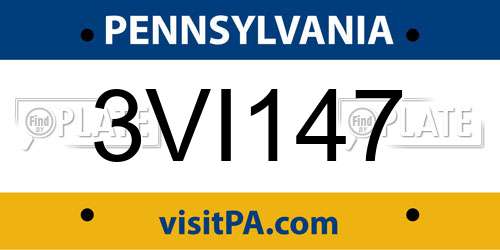 3VI147 Pennsylvania License Plate