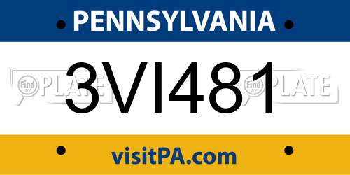 3VI481 Pennsylvania License Plate