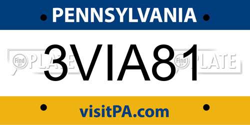 3VIA81 Pennsylvania License Plate