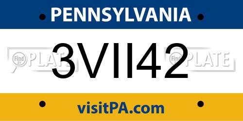 3VII42 Pennsylvania License Plate