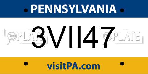 3VII47 Pennsylvania License Plate