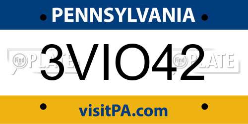 3VIO42 Pennsylvania License Plate