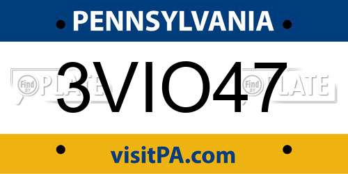 3VIO47 Pennsylvania License Plate