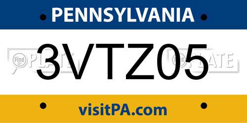 3VTZ05 Pennsylvania License Plate