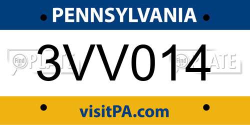 3VV014 Pennsylvania License Plate
