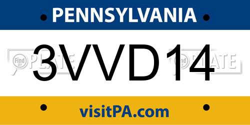 3VVD14 Pennsylvania License Plate