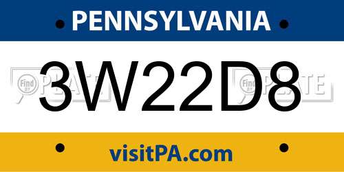 3W22D8 Pennsylvania License Plate